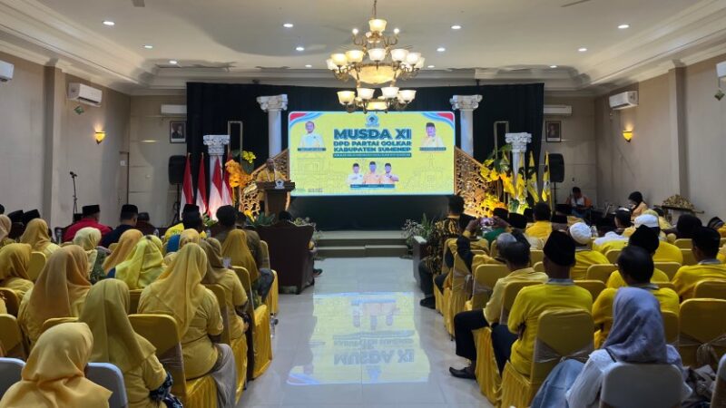 KONTESTASI POLITIK: DPD Partai Golkar Sumenep menggelar Musda XI di Ballroom Hotel C1 Sumenep, Rabu (29/7). (Moh Busri/Radarpantura.id)