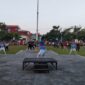 BERSINERGI: Bank Jatim menggelar senam bersama ASN di lingkungan Pemkab Sumenep, Jumat (17/7). (Moh Busri/Radarpantura.id)